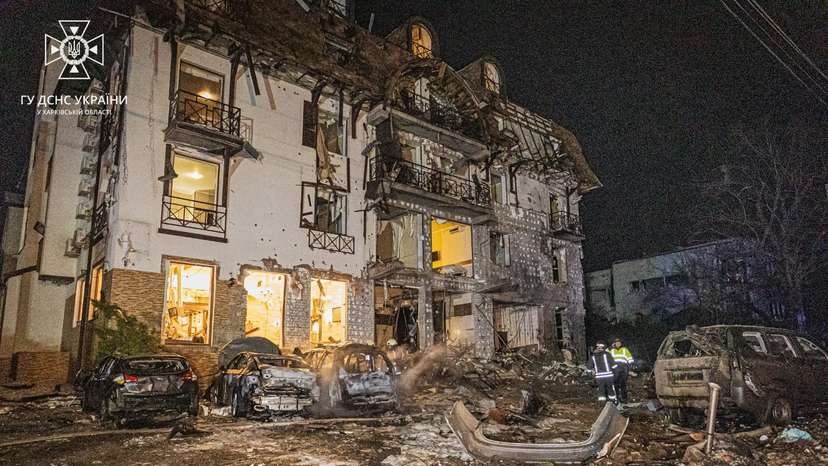 Russian missile strike on a hotel in Kharkiv
