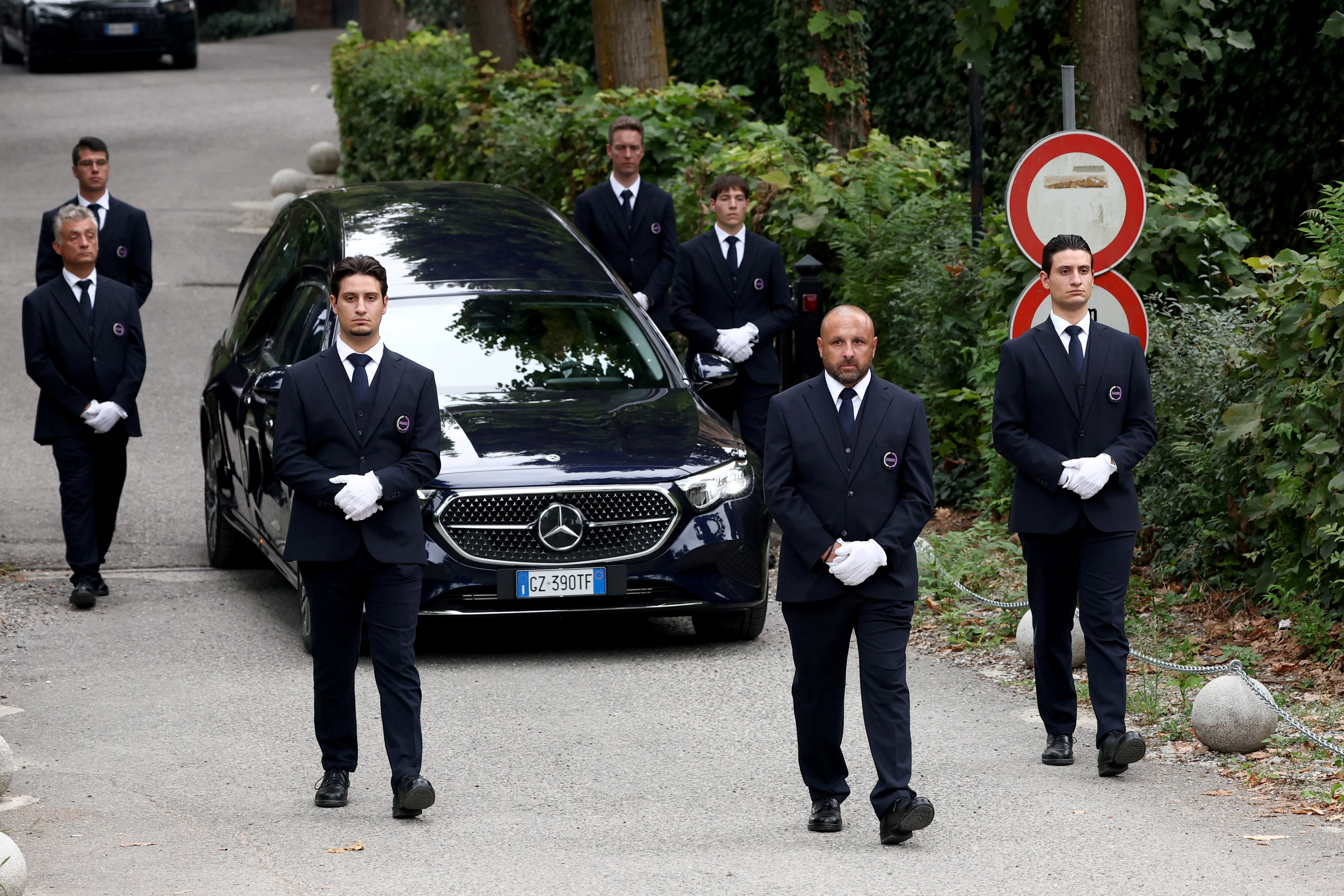 Designer Giorgio Armani's private funeral, in Rivalta