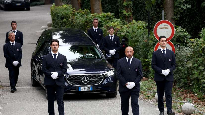 Designer Giorgio Armani's private funeral, in Rivalta
