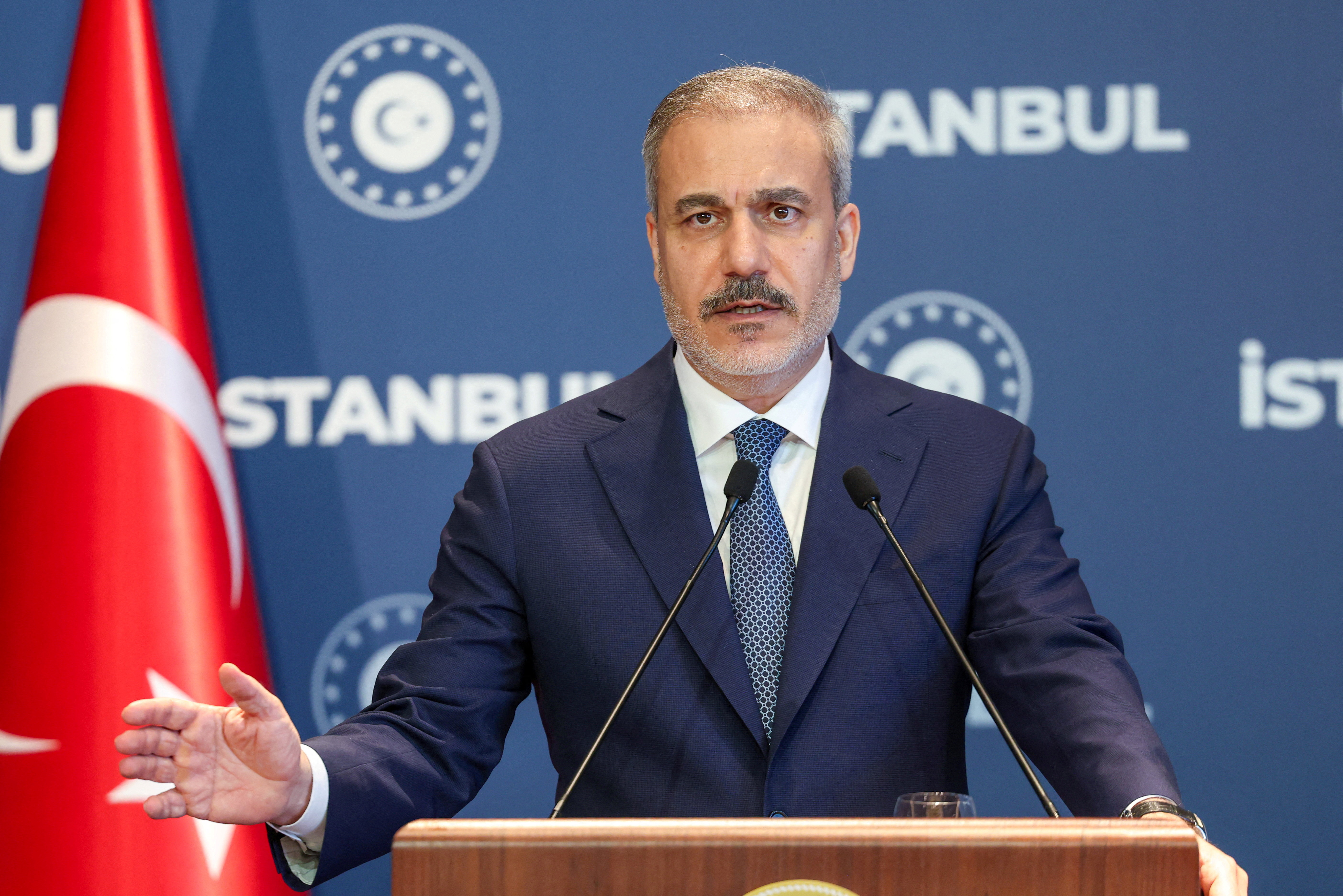 FILE PHOTO: Turkey's Foreign Minister Fidan speaks during a press conference in Istanbul