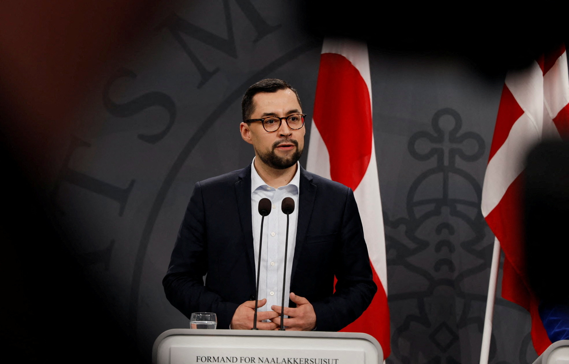 Greenlandic Prime Minister Mute B. Egede attends a press conference in Copenhagen