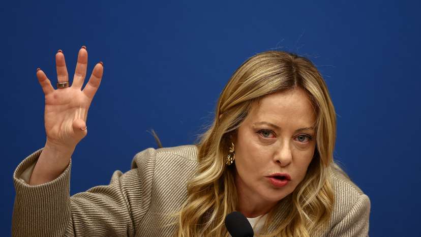 Italy's Prime Minister Giorgia Meloni attends her end-of-year press conference in Rome