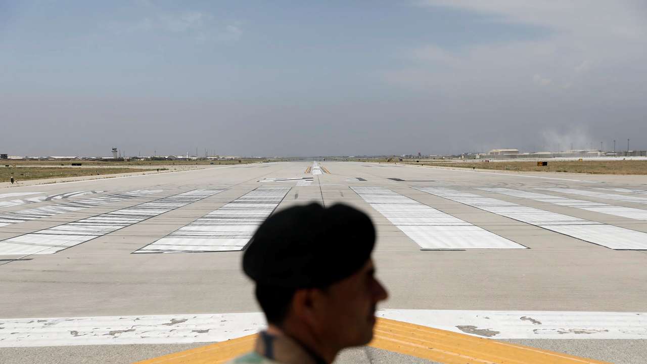 FILE PHOTO: Runway is seen at Bagram U.S. air base after American troops vacated it