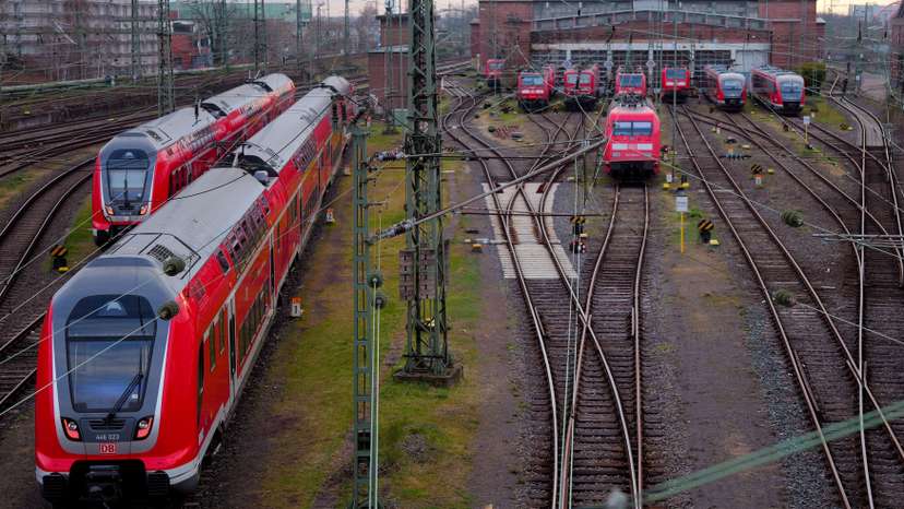 FILE PHOTO: Deutsche Bahn trains operate outside Frankfurt central station at the start of a strike by train drivers’ union GDL