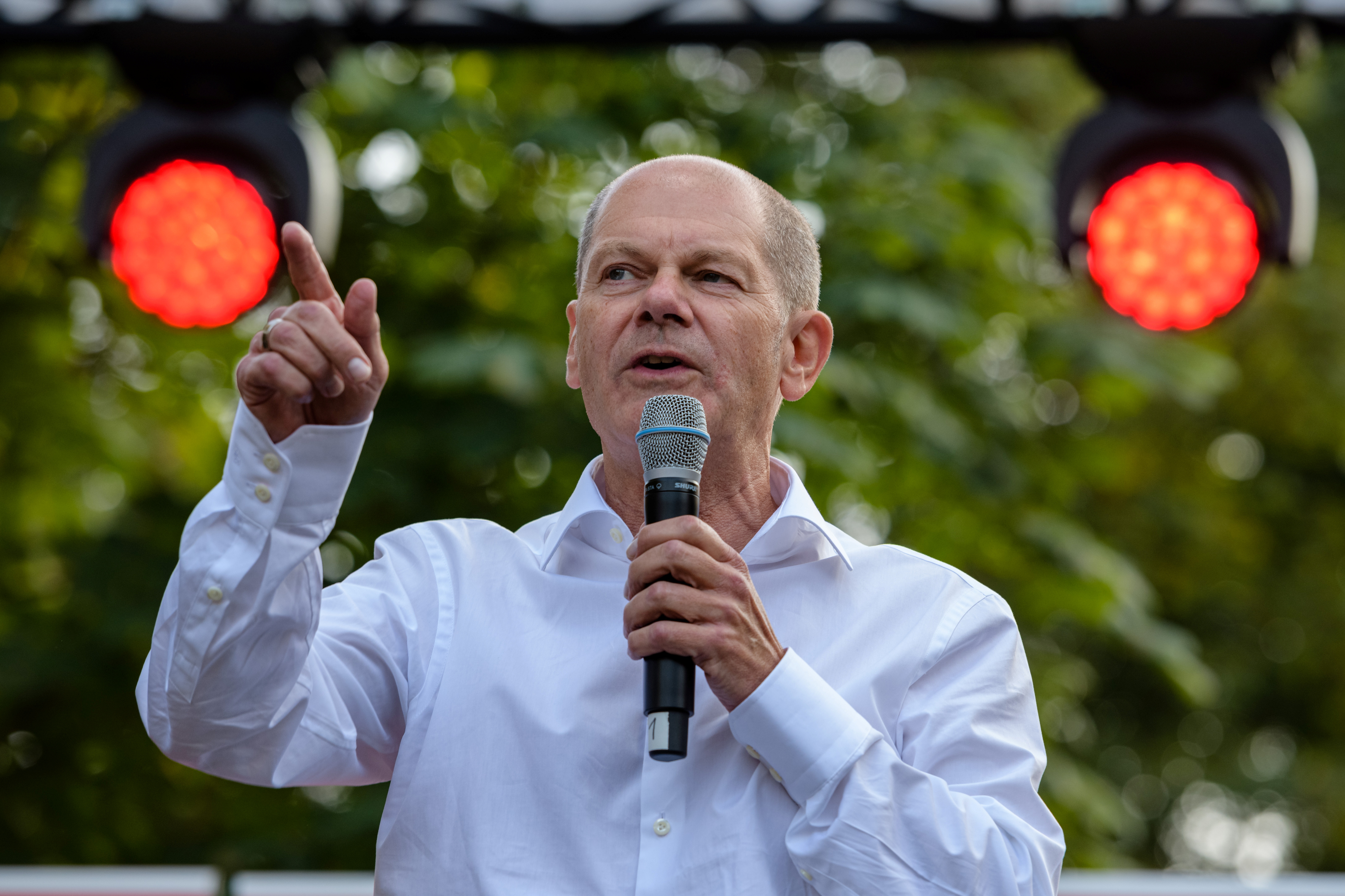 SPD chancellor candidate Olaf Scholz campaigns in Leipzig