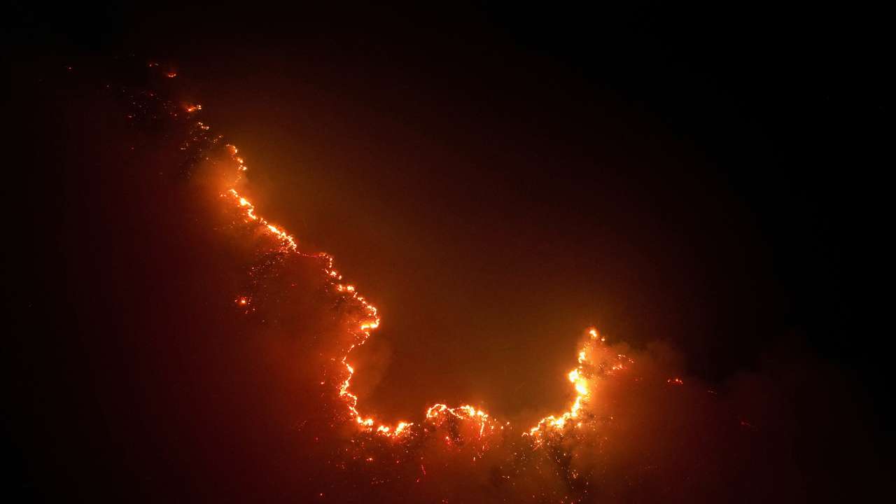 FILE PHOTO: Drone view shows a fire from burning vegetation in Amazon rainforest in Apui