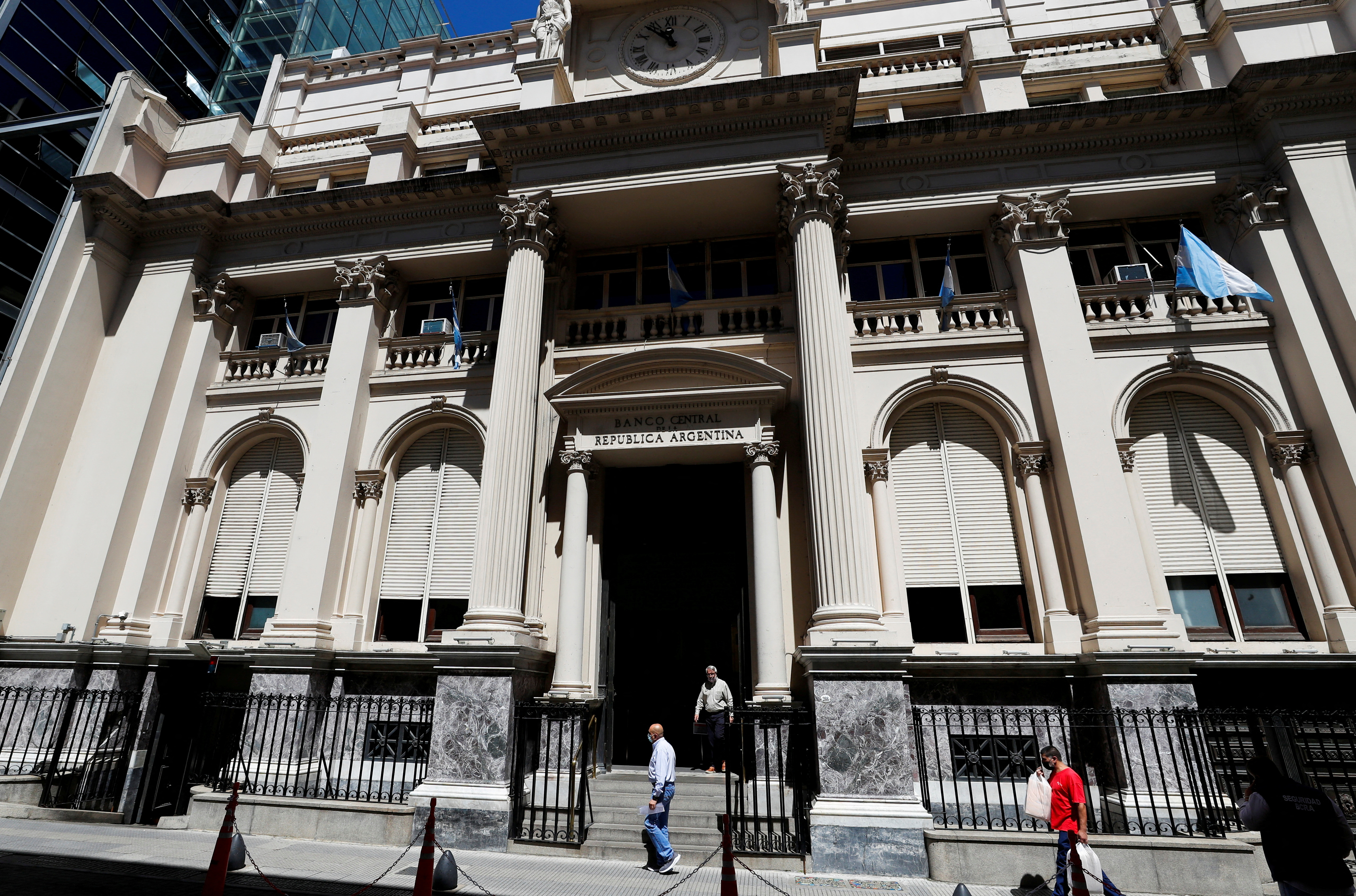 FILE PHOTO: The facade of Argentina's Central Bank is pictured in the financial district of Buenos Aires