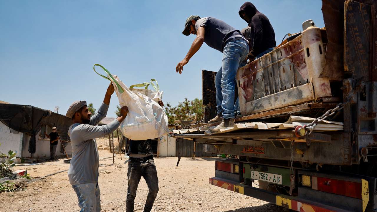 Palestinian Bedouins flee their homes, near Jericho