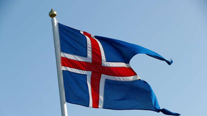FILE PHOTO: The national flag of Iceland seen in Reykjavik