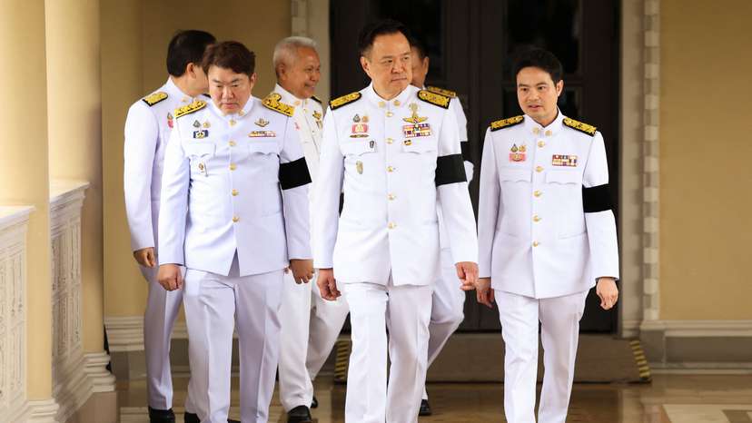 Thailand's Prime Minister Charnvirakul announces the dissolution of parliament, in Bangkok