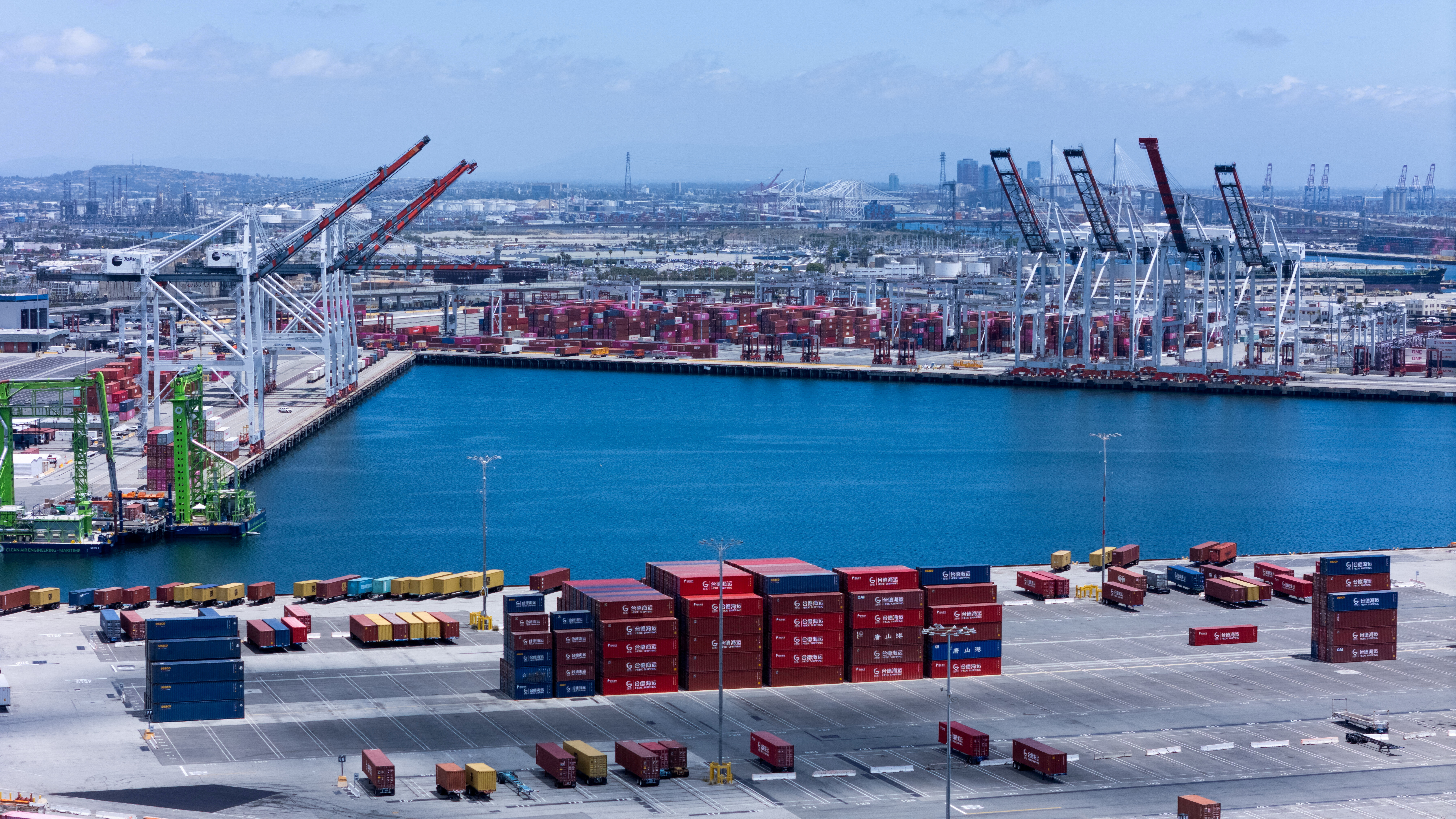 FILE PHOTO: A lack of container ships at the Port of Los Angeles