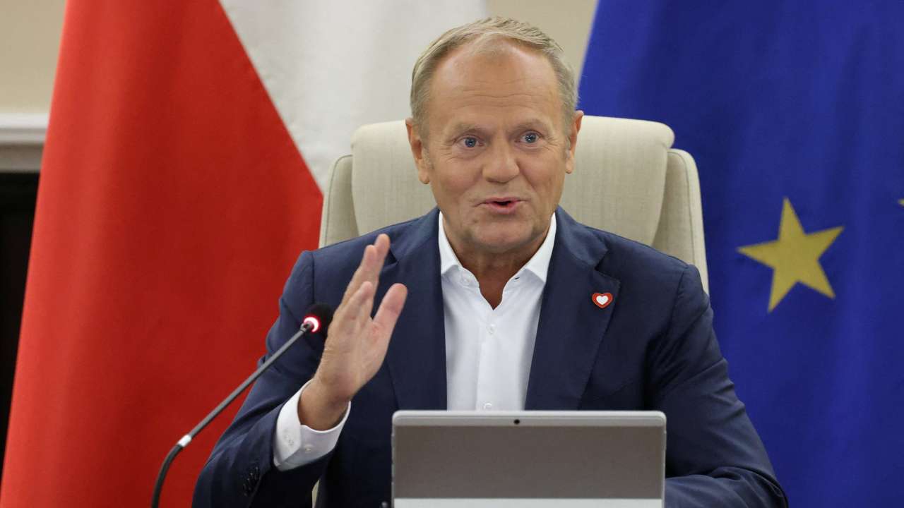 Polands Prime Minister Tusk speaks at government sitting.