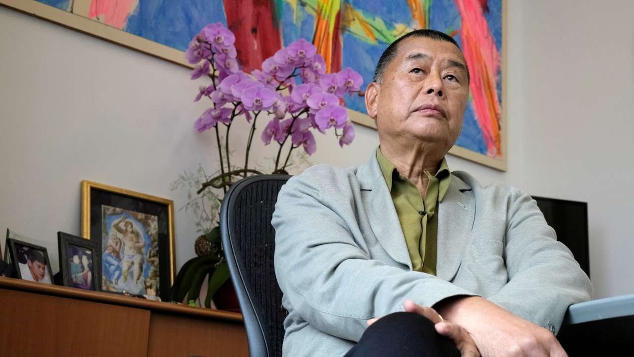 FILE PHOTO: Media mogul Jimmy Lai Chee-ying, founder of Apple Daily speaks during an interview to response national security legislation in Hong Kong