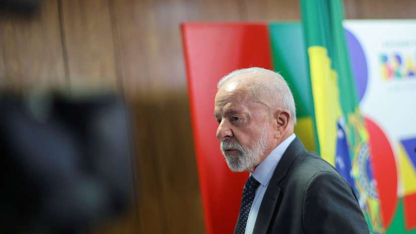 Brazil's President Luiz Inacio Lula da Silva attends a press conference at the Planalto Palace in Brasilia