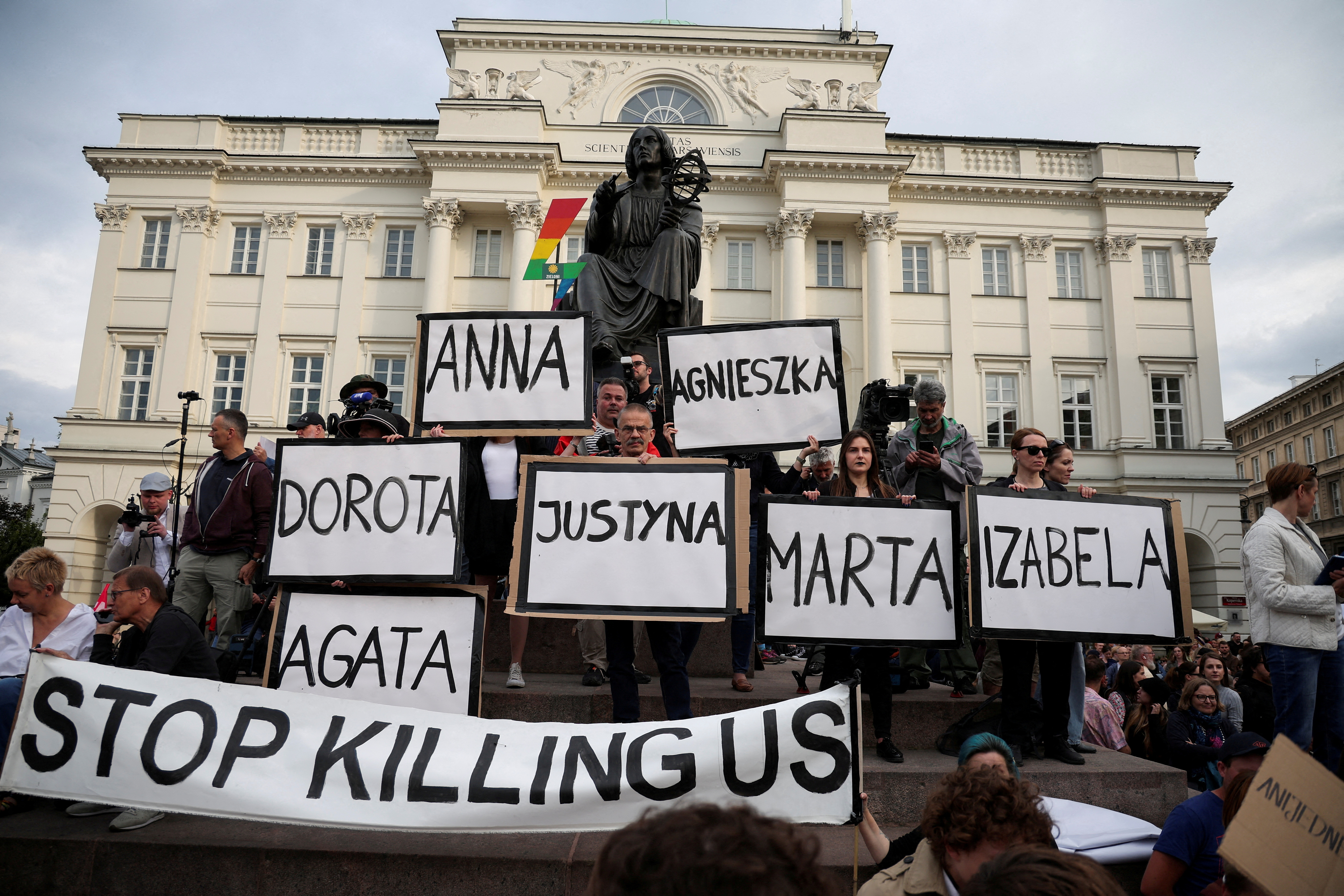 FILE PHOTO: Protest against country's strict anti-abortion laws after a pregnant woman's death in a hospital, in Warsaw