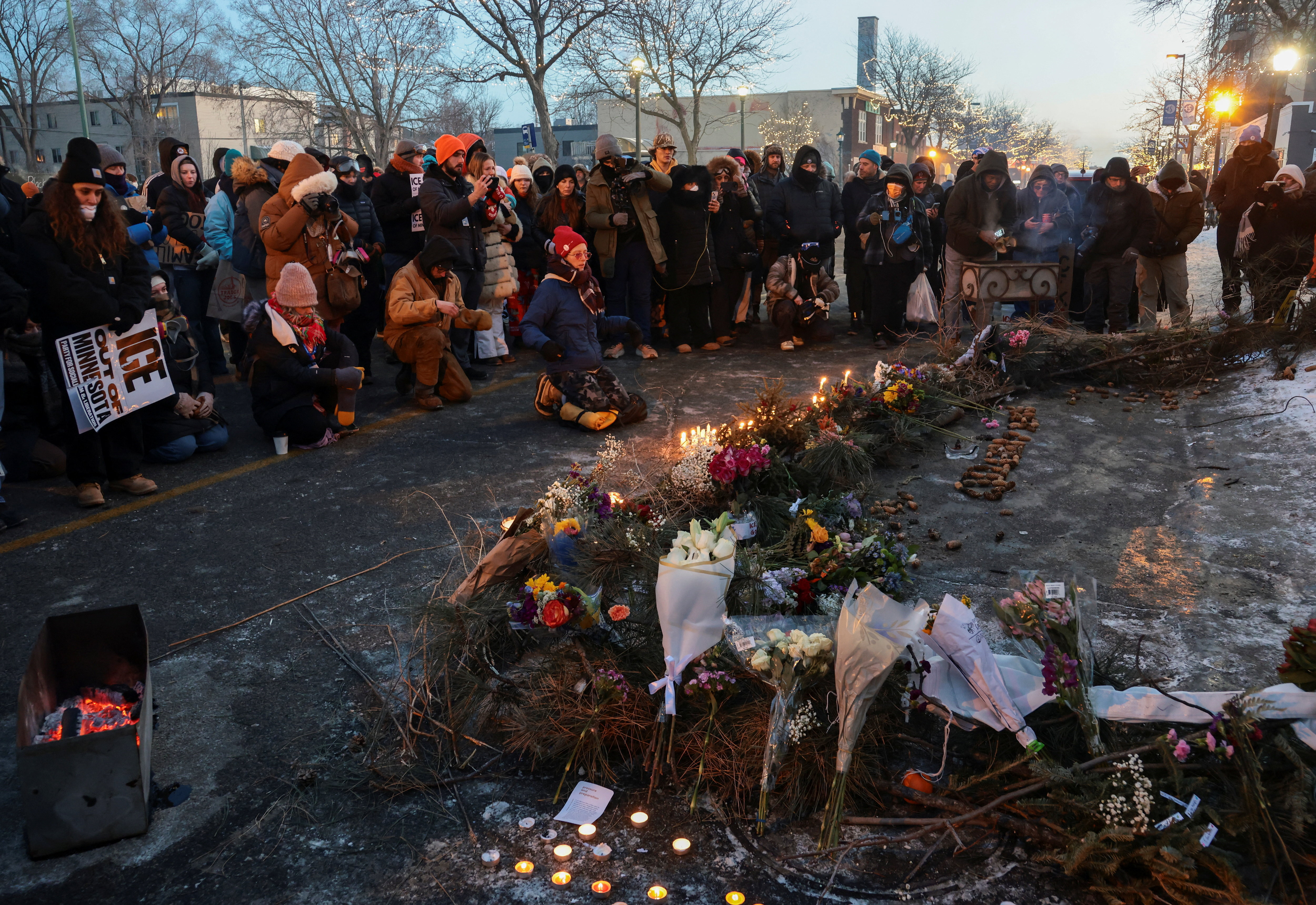 Protest against ICE after federal agents fatally shot a man while trying to detain him, in Minneapolis