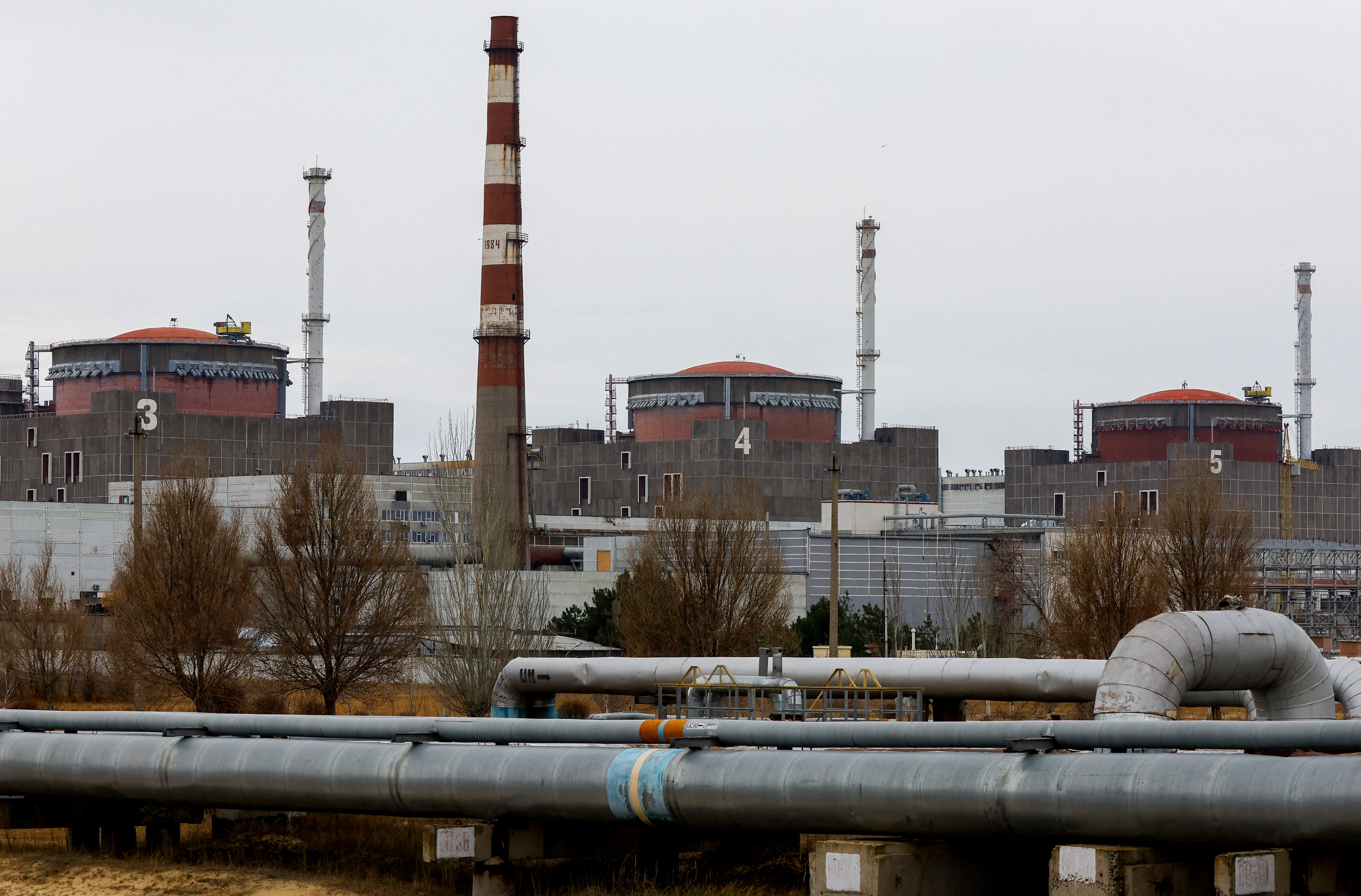 A view shows the Zaporizhzhia Nuclear Power Plant outside Enerhodar