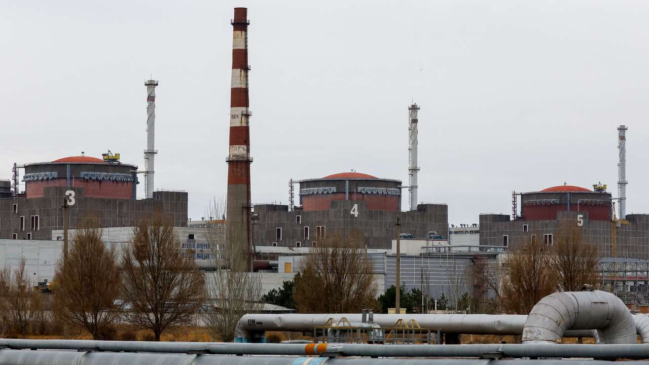 A view shows the Zaporizhzhia Nuclear Power Plant outside Enerhodar
