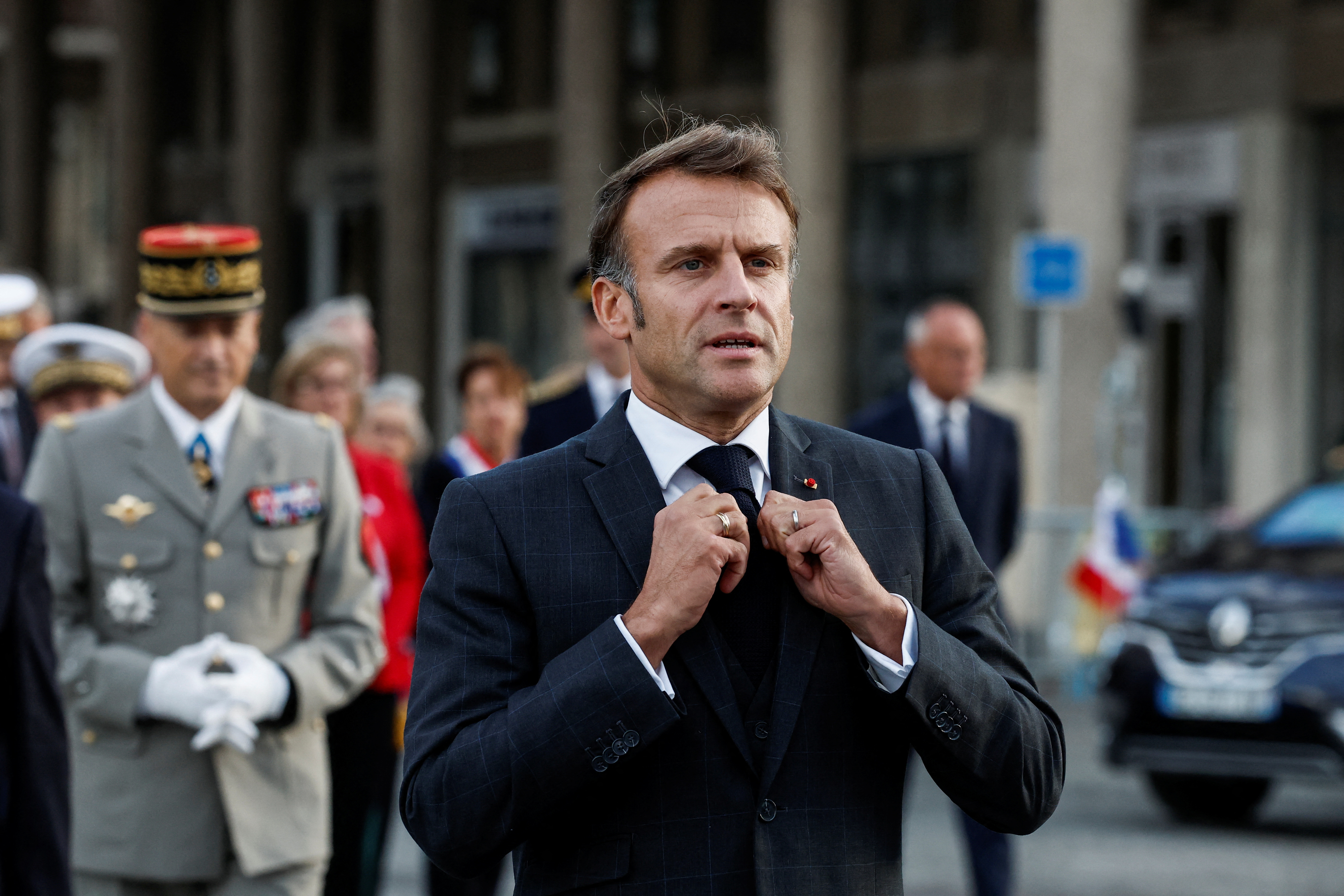 Macron attends a ceremony commemorating WW2 liberation of Le Havre