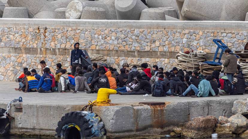 FILE PHOTO: Migrants arrive at the port of Sfakia on the island of Crete