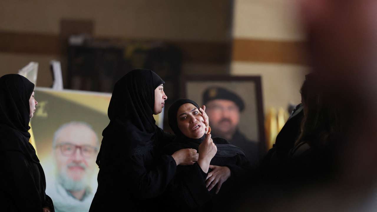 Funeral of Ghassan Najjar, a cameraman at Al Mayadeen news outlet who was killed in an Israeli strike, in Beirut's southern suburbs