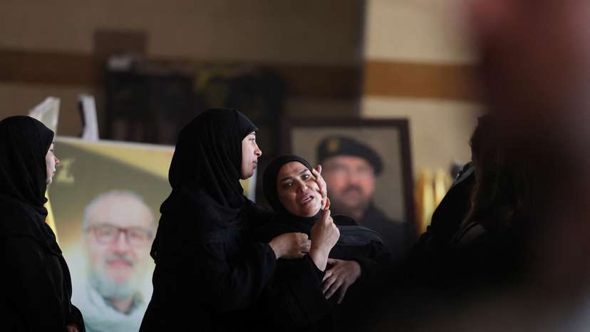 Funeral of Ghassan Najjar, a cameraman at Al Mayadeen news outlet who was killed in an Israeli strike, in Beirut's southern suburbs