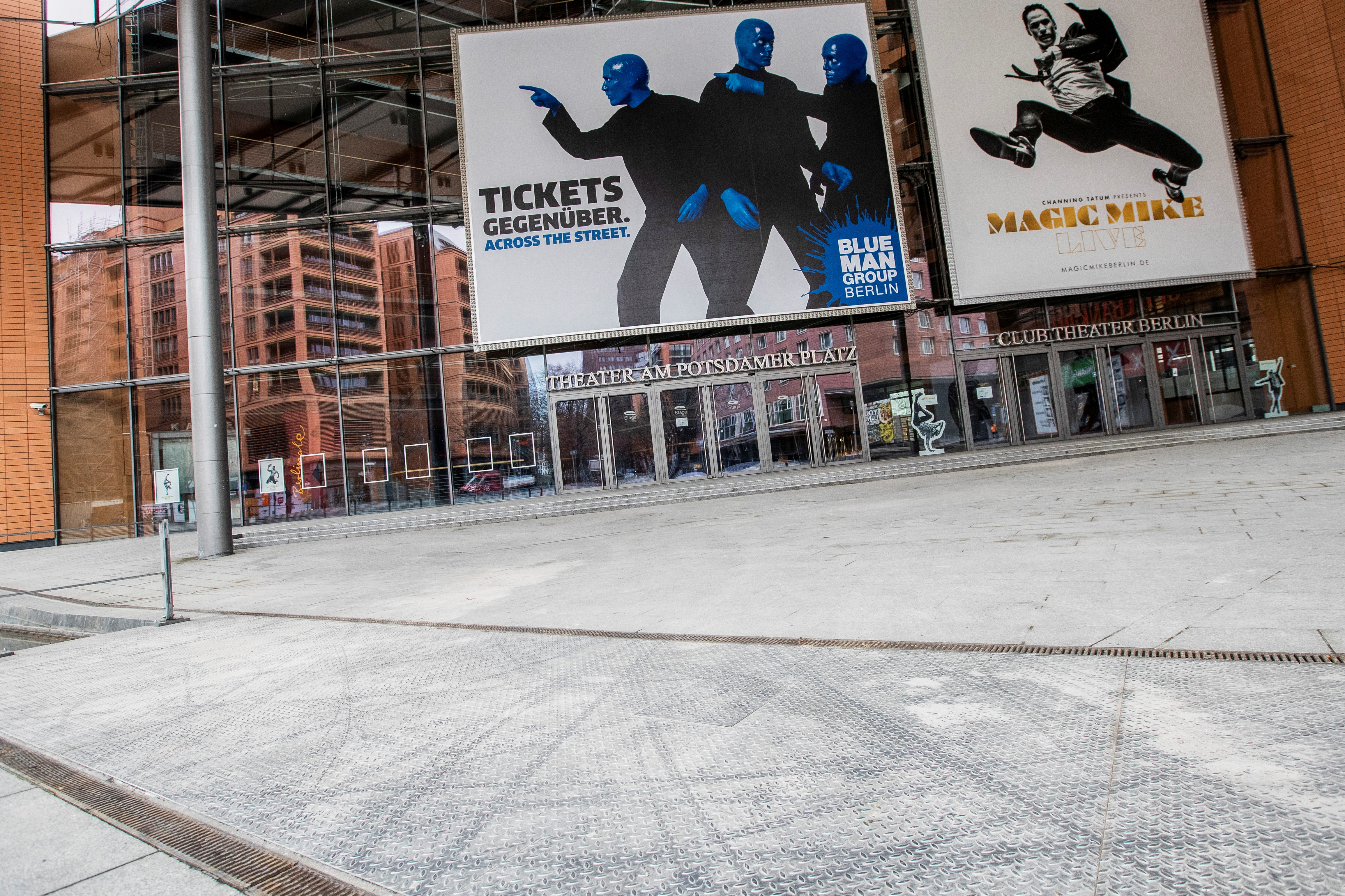View of empty Marlene-Dietrich-Platz in Berlin