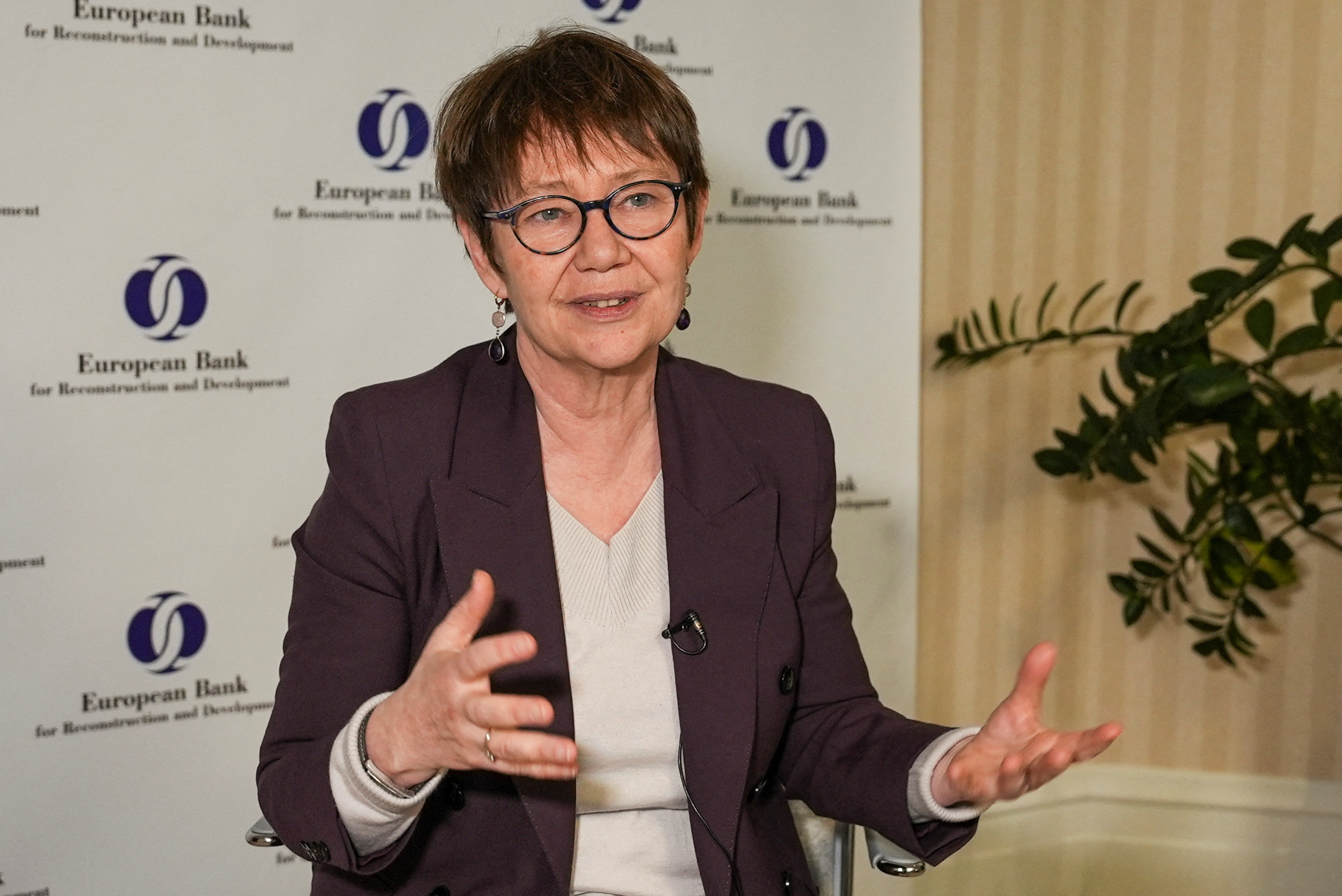 EBRD President Renaud-Basso speaks during an interview with Reuters in Kyiv