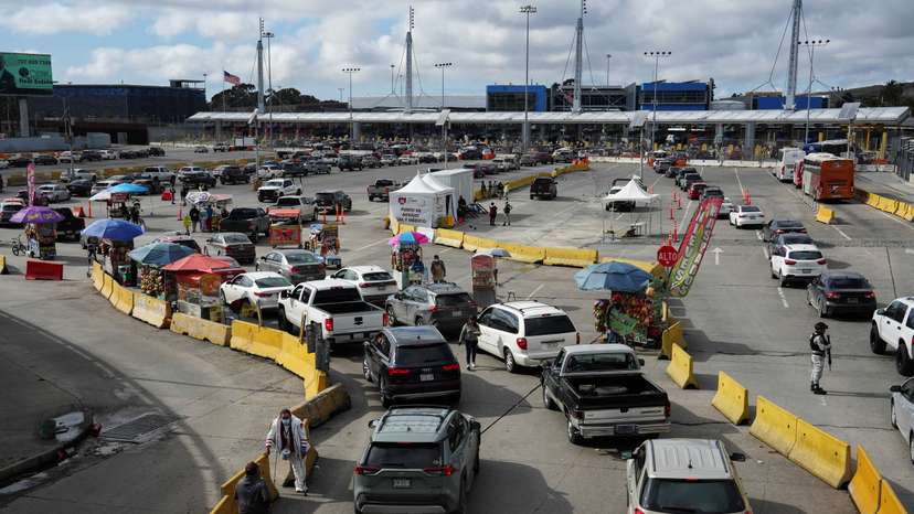 Mexico and U.S. border crossing in Tijuana