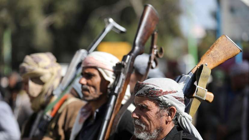 Houthi mobilization trainees parade in Sanaa
