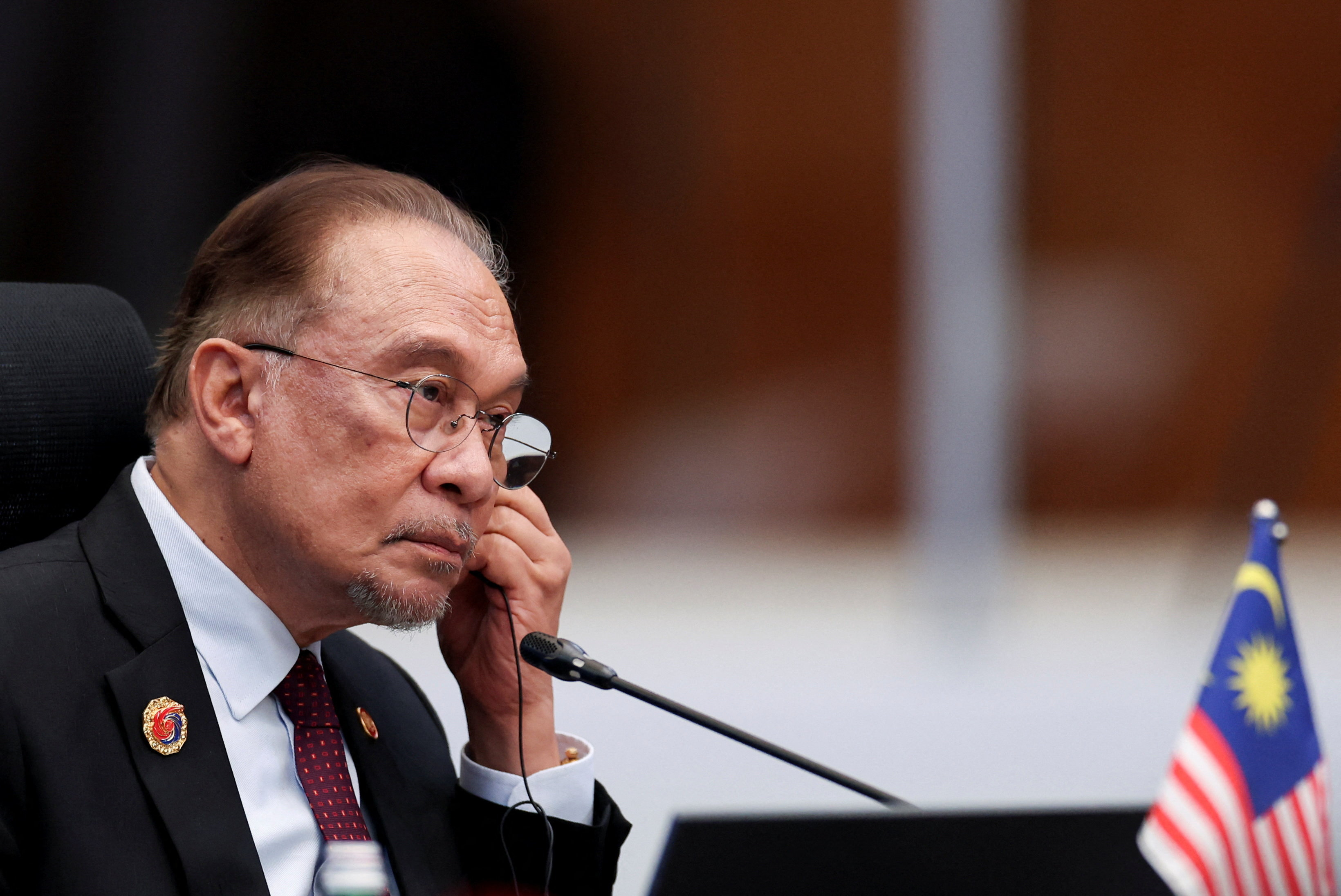 Malaysia's Prime Minister Anwar Ibrahim at a summit in Kuala Lumpur, Malaysia