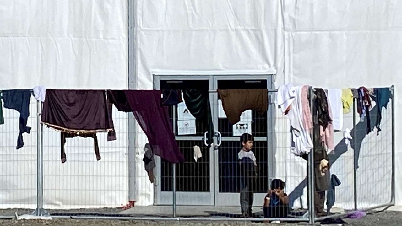 FILE PHOTO: A structure housing Afghan evacuees is seen at Joint Base McGuire-Dix-Lakehurst, New Jersey