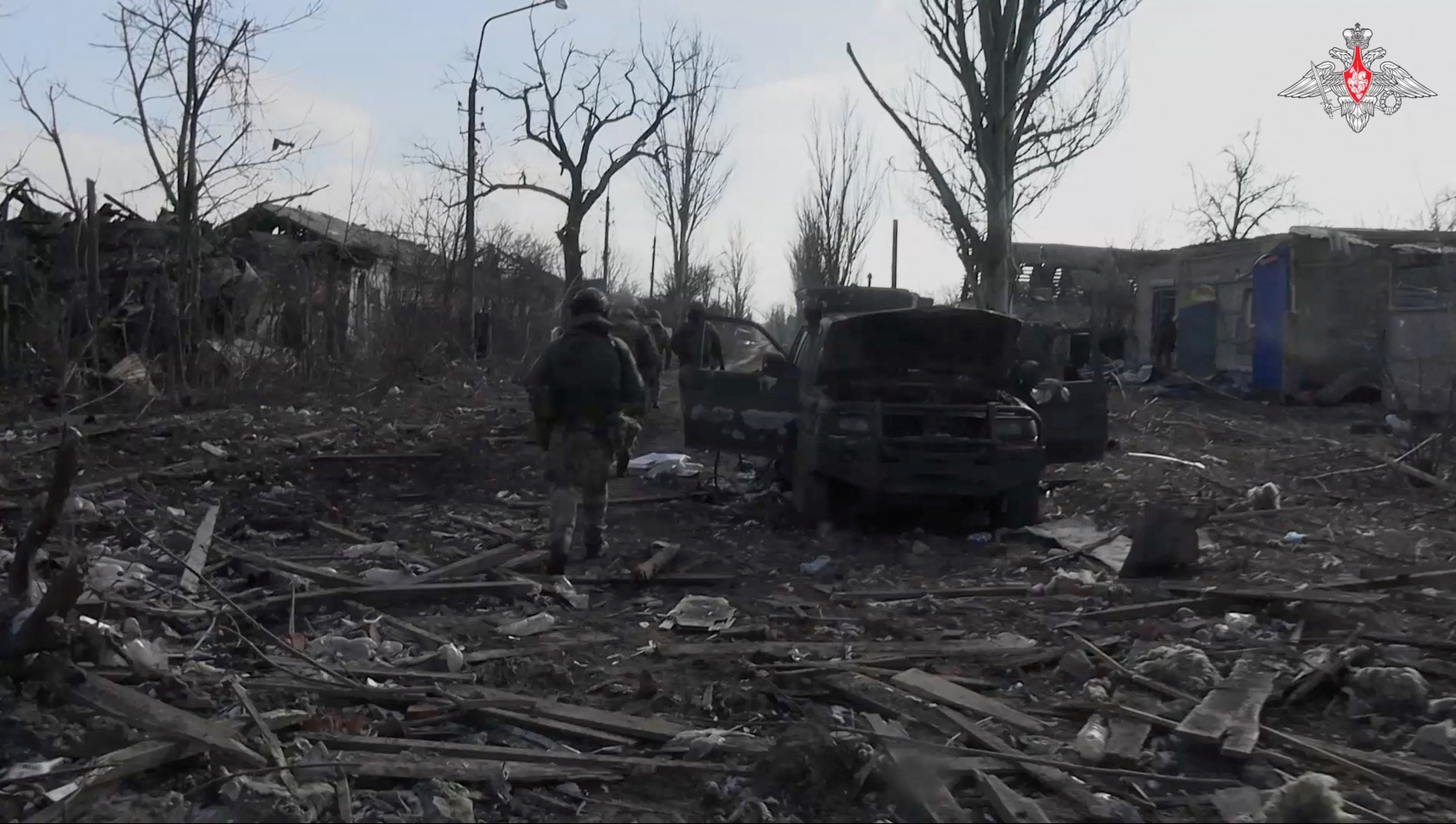 Members of the Russian military operate in a location given as Avdiivka
