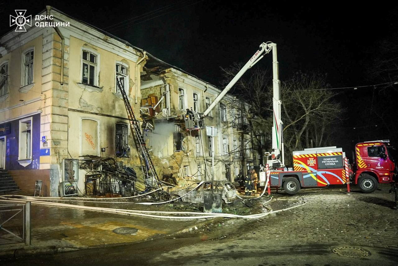 Aftermath of a Russian drone attack in Odesa