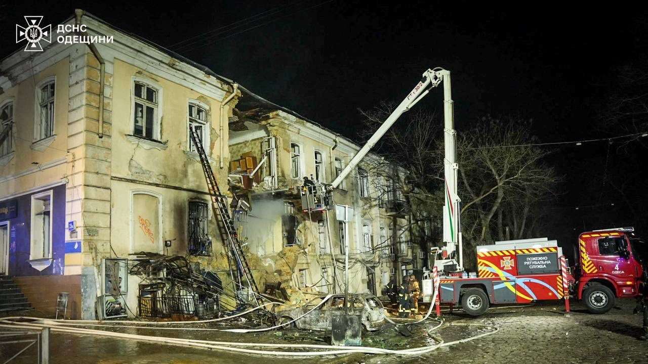 Aftermath of a Russian drone attack in Odesa