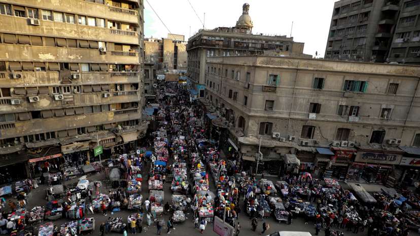 People shop at Al Ataba, a popular market in downtown Cairo