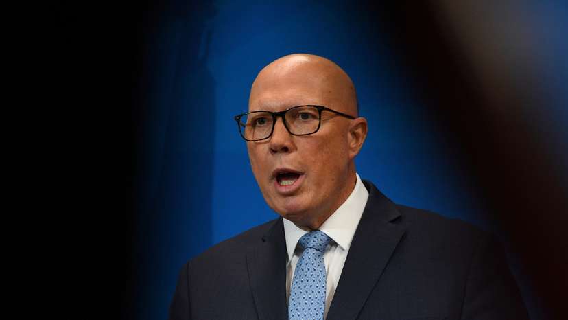 Australia's Leader of the Opposition Peter Dutton speaks during a press conference at the 2025 federal election campaign, in Brisbane