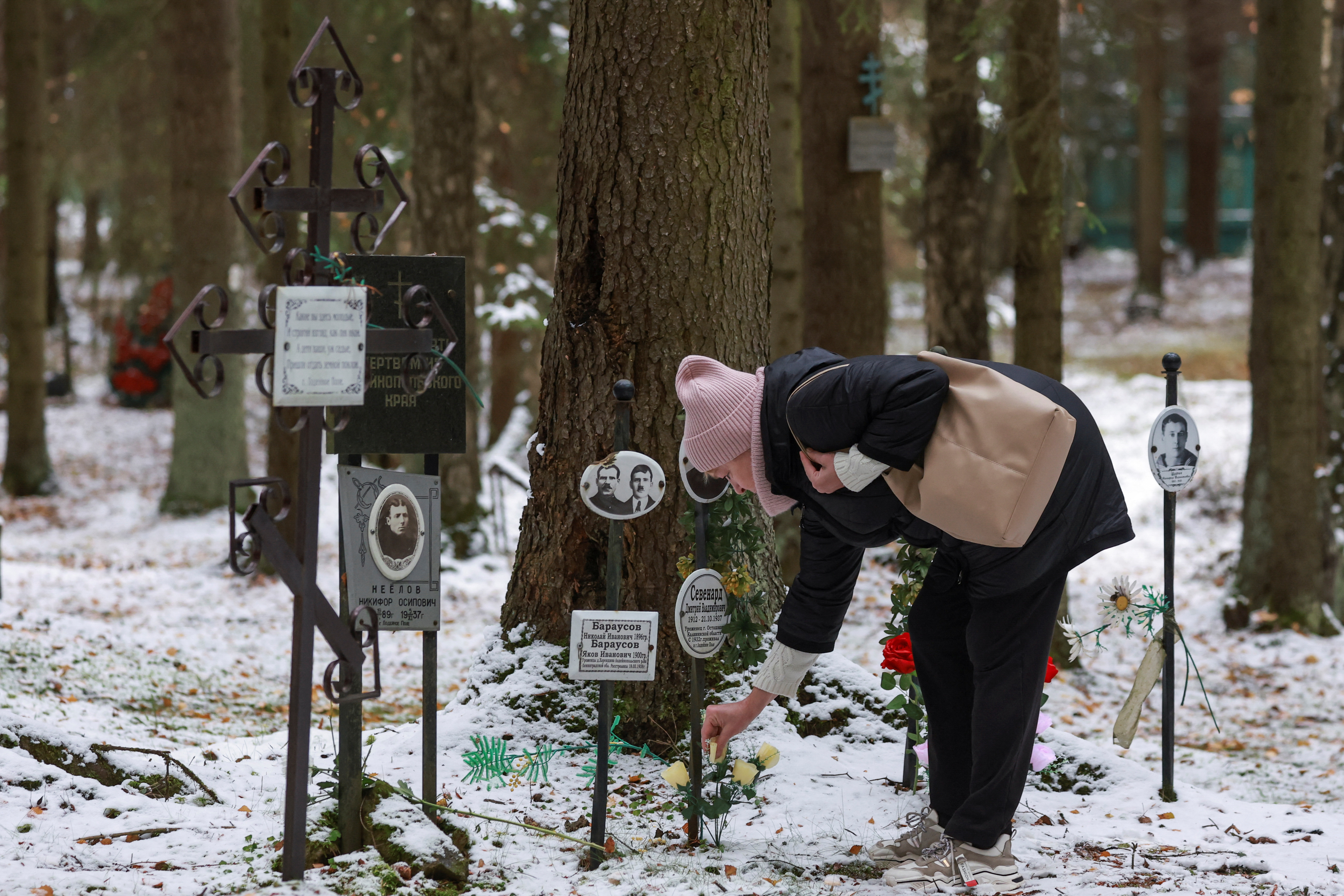 Remembrance day for the victims of political repression at Levashovo Memorial cemetery on the outskirts of Saint Petersburg