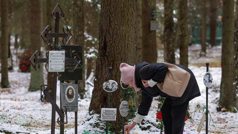 Remembrance day for the victims of political repression at Levashovo Memorial cemetery on the outskirts of Saint Petersburg