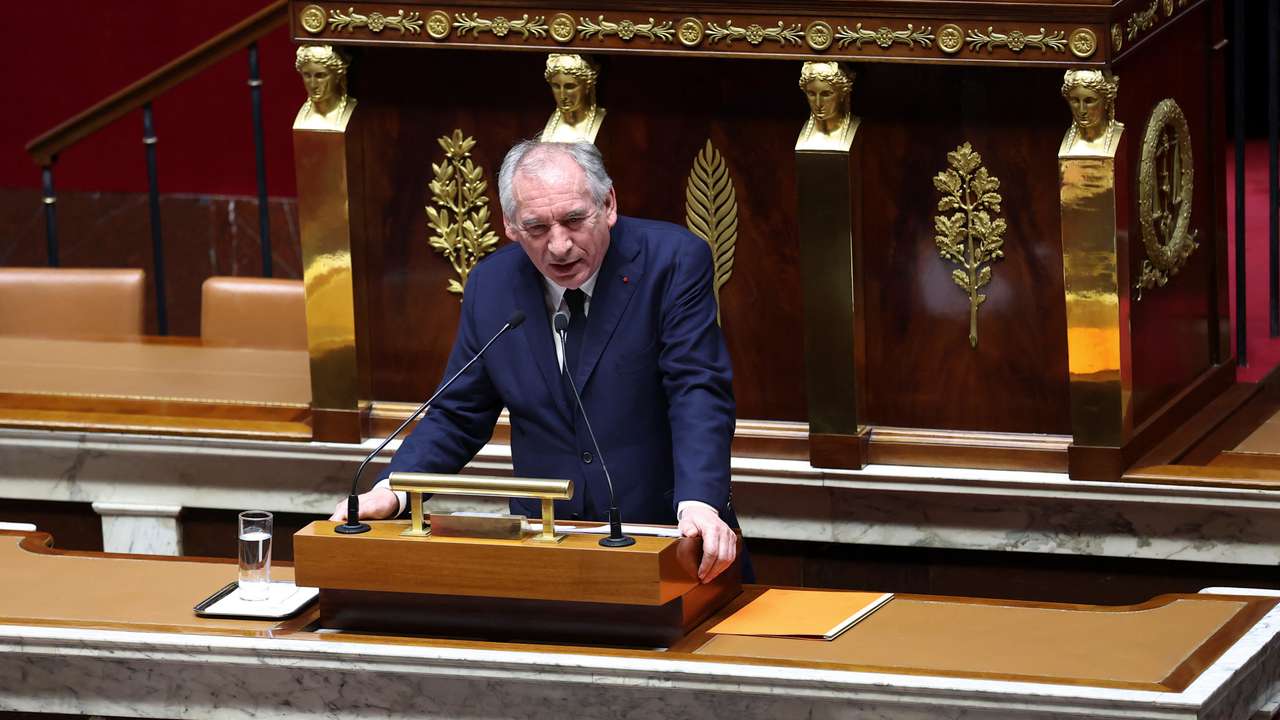 French Prime Minister Francois Bayrou delivers a speech on the situation in Ukraine and security in Europe at the National Assembly in Paris