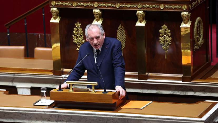 French Prime Minister Francois Bayrou delivers a speech on the situation in Ukraine and security in Europe at the National Assembly in Paris