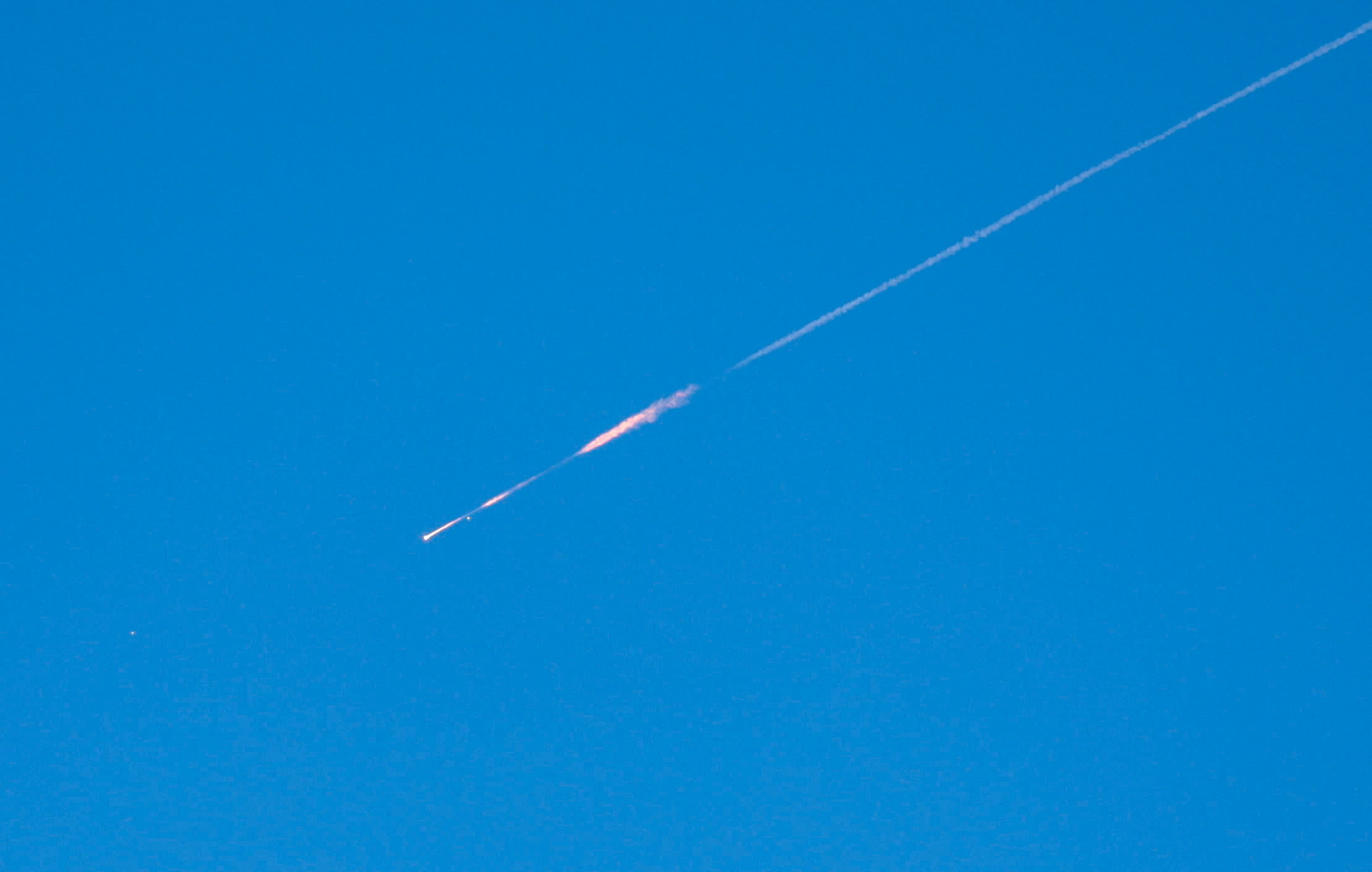 Projectile launched from Iran heads towards Israel, as seen from Ramallah