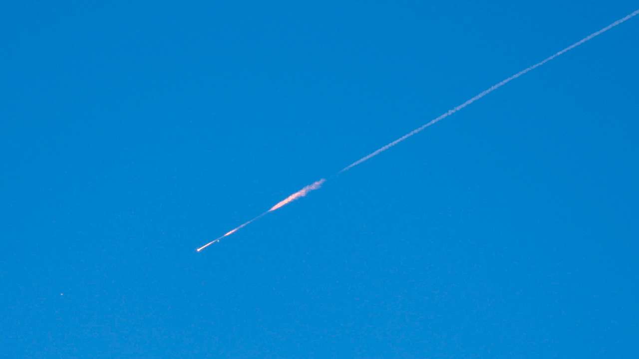 Projectile launched from Iran heads towards Israel, as seen from Ramallah