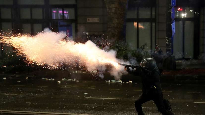 Protest against Georgian government's decision to suspend talks on joining EU, in Tbilisi