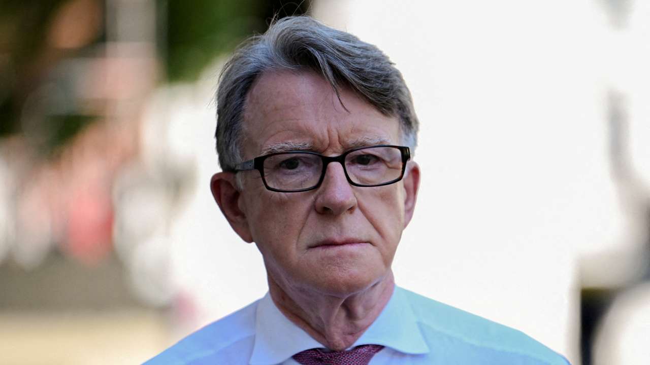 FILE PHOTO: Peter Mandelson, who was then British Ambassador to the United States, is seen walking
