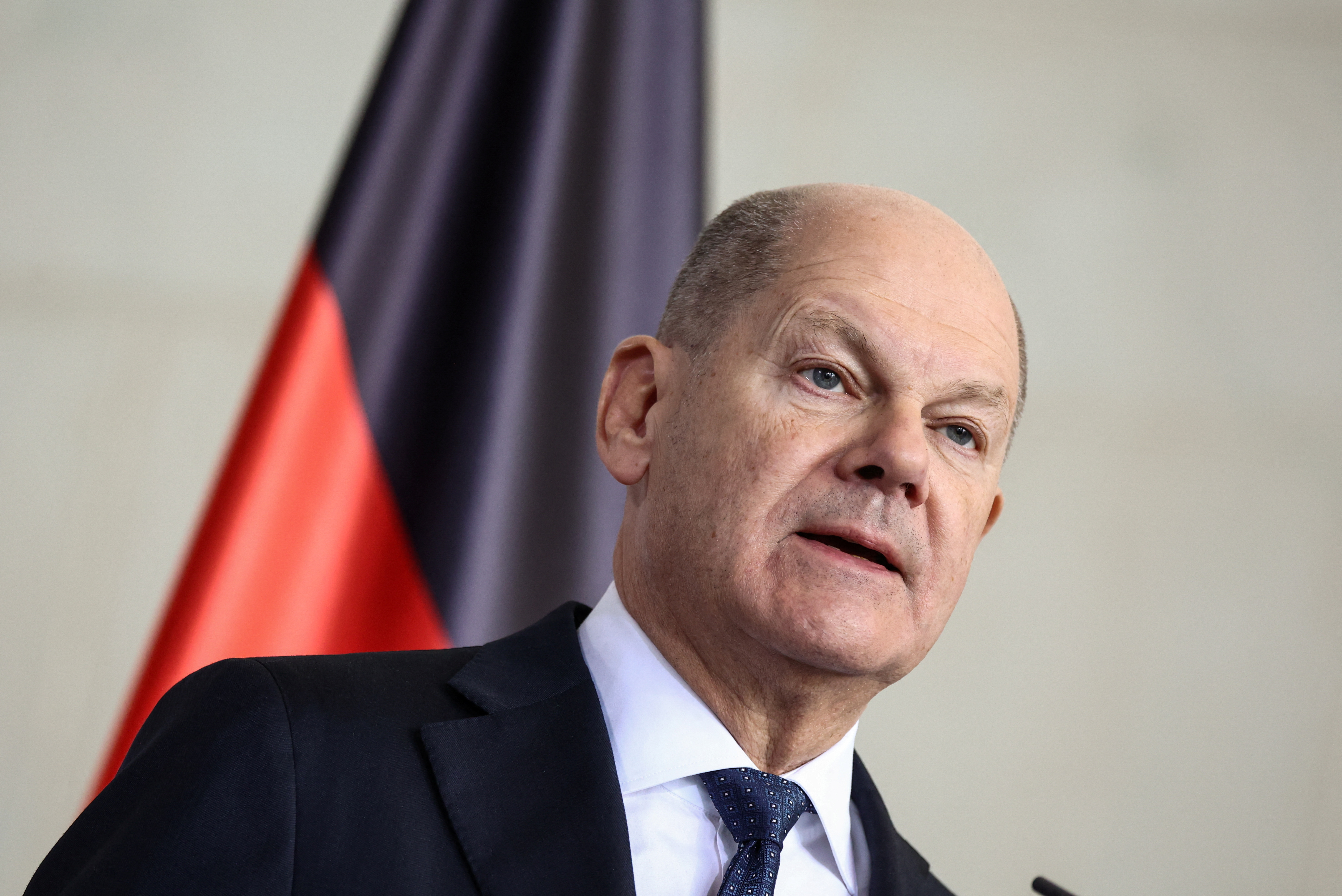 German Chancellor Olaf Scholz receives the 2025 Research and Innovation report, in Berlin