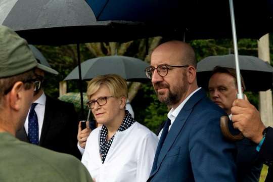 Lithuania's Prime Minister Simonyte and President of the European Council Michel visit Lithuania-Belarus border in Medininkai