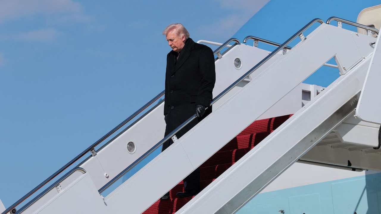 U.S. President Trump disembarks Air Force One as he arrives at Joint Base Andrews, Maryland