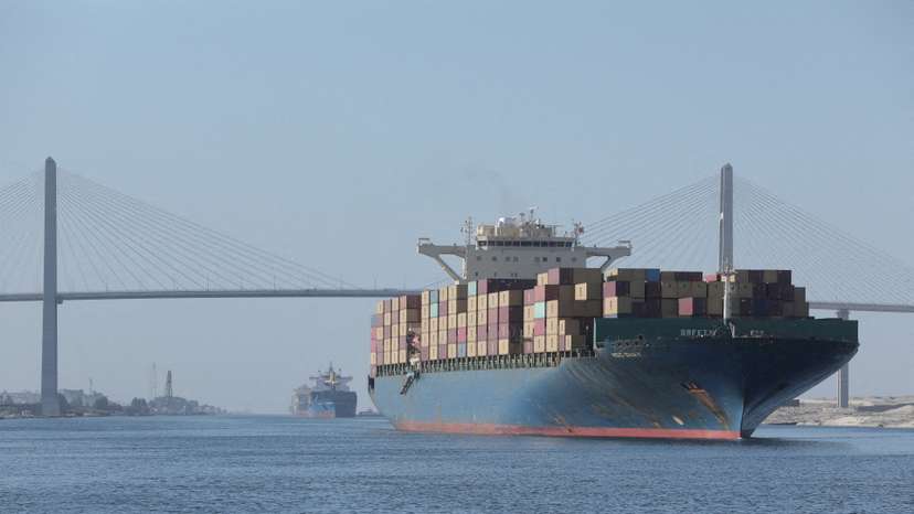 FILE PHOTO: Container ships on Suez Canal