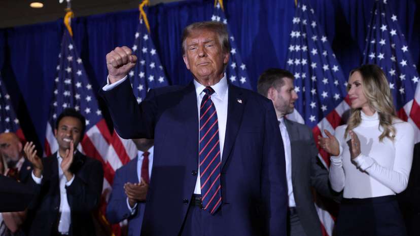 Republican presidential candidate and former U.S. President Trump hosts New Hampshire primary election night watch party in Nashua